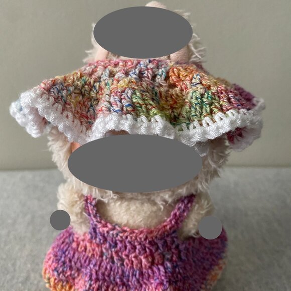 Handmade Crochet Summer Spring Multicoloured Outfit for 17cm Doll 2-Piece Set - Picture 6 of 8